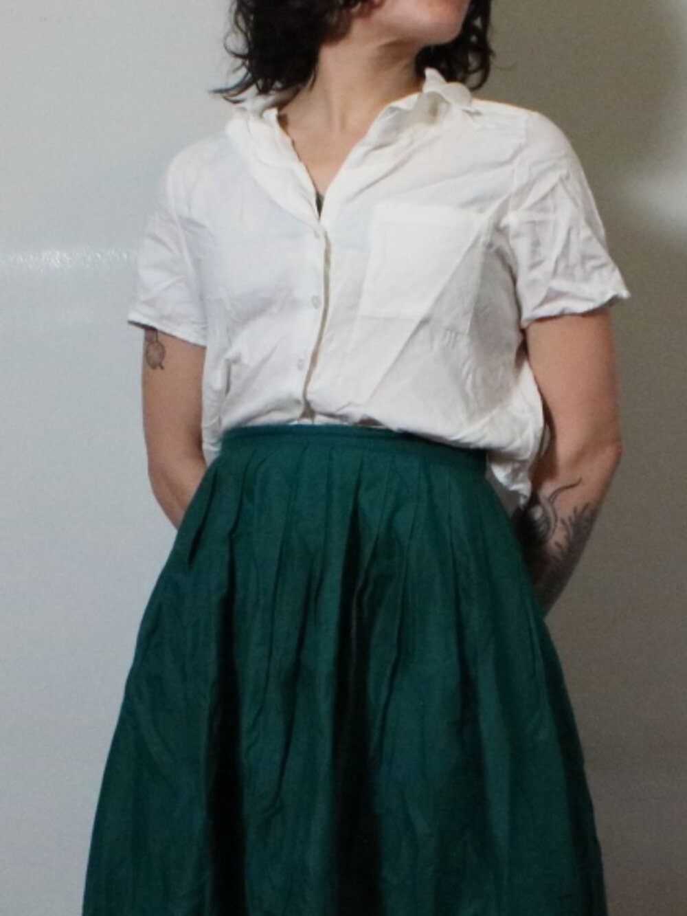 Abound Boxy Short Sleeve White Button Up XXS